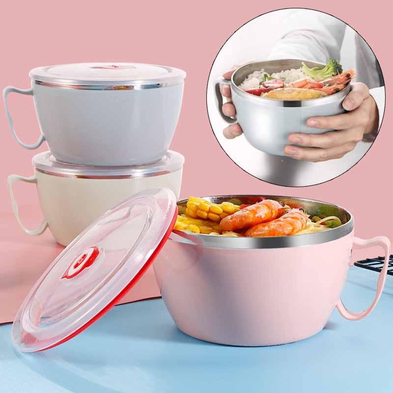 Food Storage Tupperware - Baja tahan karat portabel dengan tutup