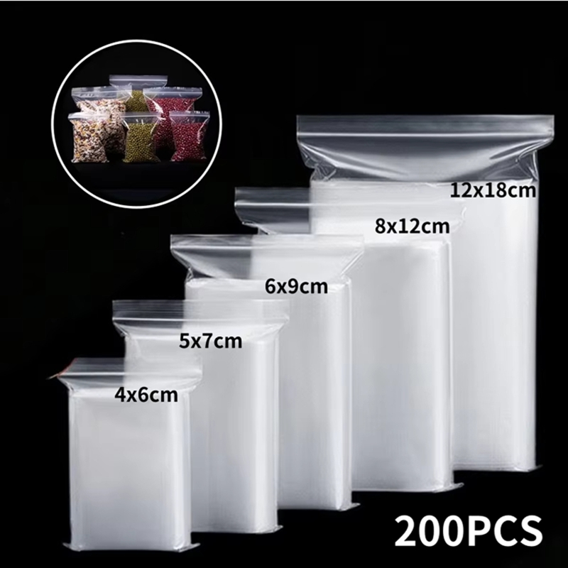 Food Storage Vacuum Bags - 100pcs Kantong Plastik Transparan dengan Ritsleting