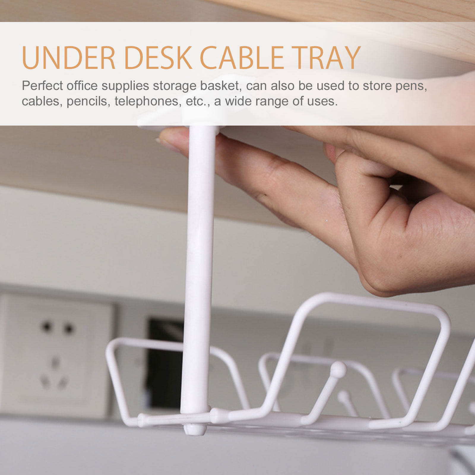 Food Storage Management - Keranjang Penyimpanan Kabel di Bawah Meja,