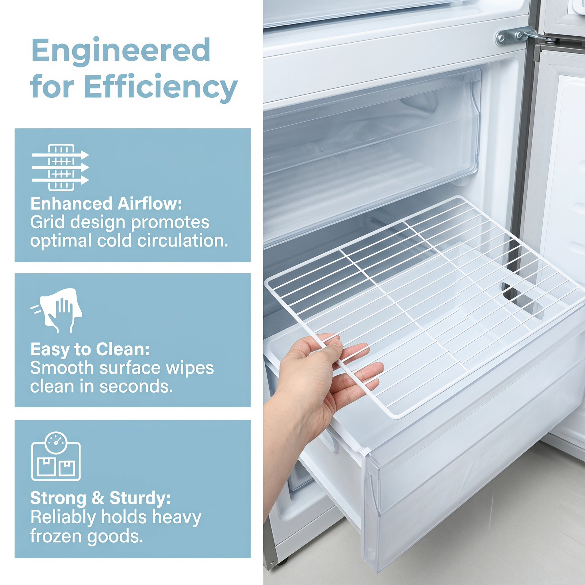 Rak Pembatas Kulkas Logam 11x9 - Food Storage Freezer ulasan dan harga