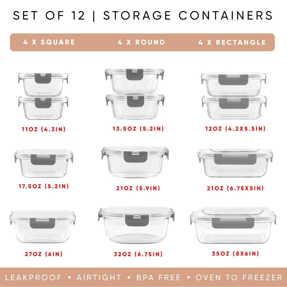 24 buah Wadah Penyimpanan Kaca - Food Storage Tupperware ulasan dan harga